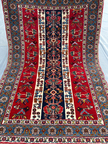 Red navy afghan floral - red,