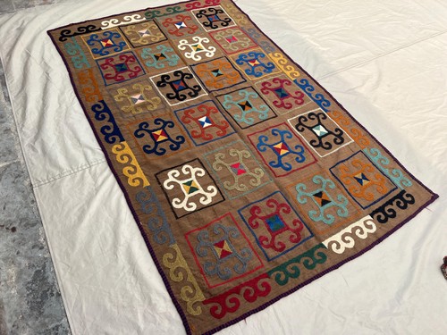 Brown afghan suzani geometric - suzani,