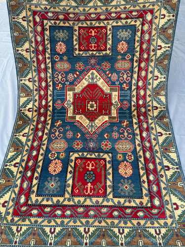 Blue vintage caucasian kazak - vintage,