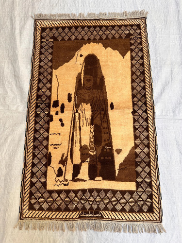 Ivory brown afghan pictorial - brown,